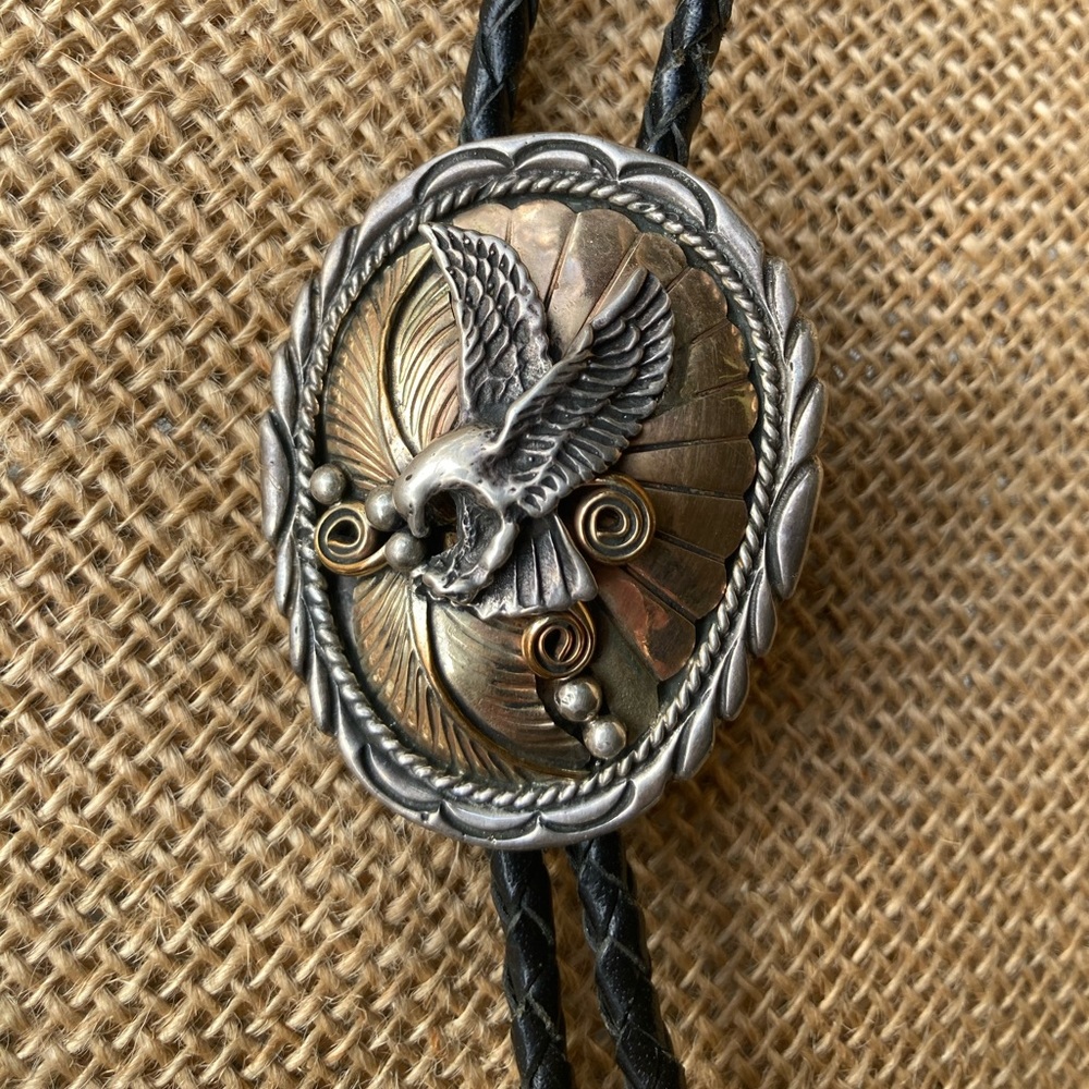 Vintage Sterling an vermeil eagle bolo tie